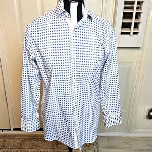Elie Balleh Young Mens Blue Patterned Shirt Size 16